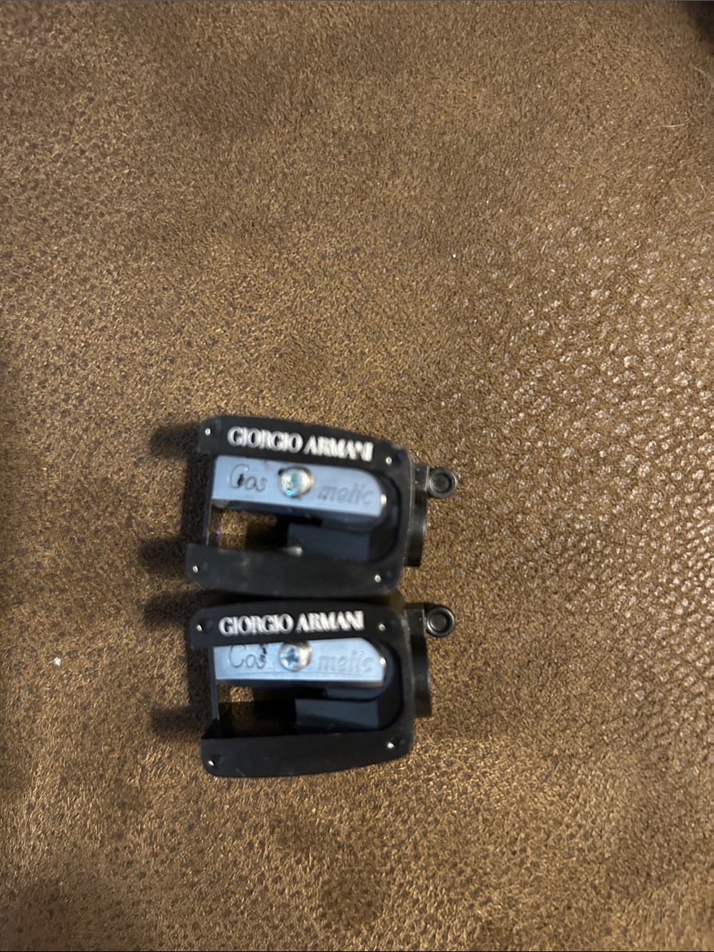 Giorgio Armani Black and Silver Shoe Hardware Pair